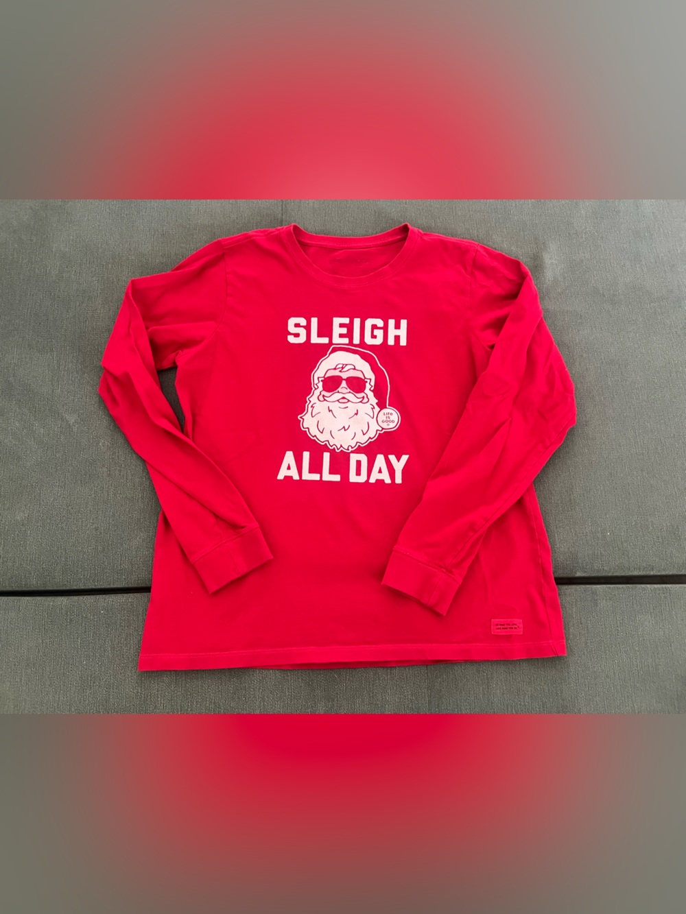 Life is Good Red 'Sleigh All Day' Long-Sleeve Holiday Tee Size L